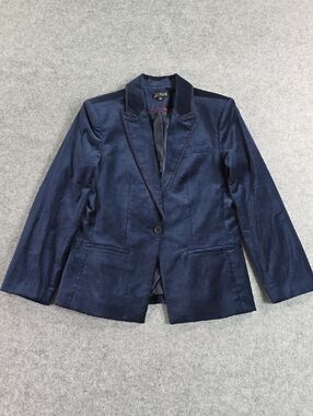 J. Crew Women's Navy Blue Velvet Single-Button Blazer Sz 10 Jacket Lined Party